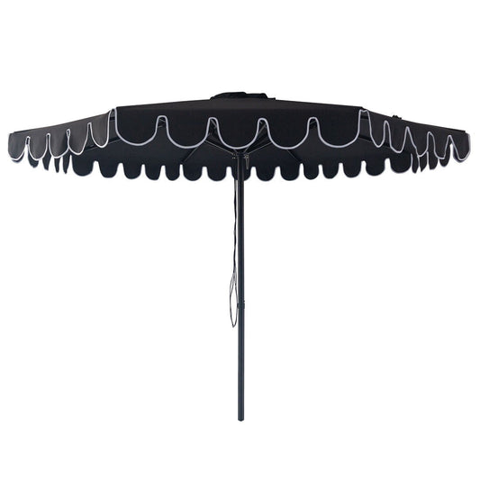 Midnight 3m octagonal aluminium umbrella with flap and cover - Black with white trim - Odie Home