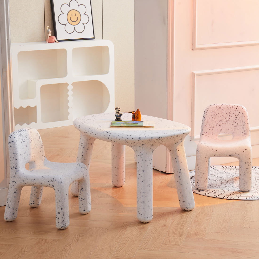 Odie Kids 3pc Table and Chair Set - Black Sprinkle - Odie Home