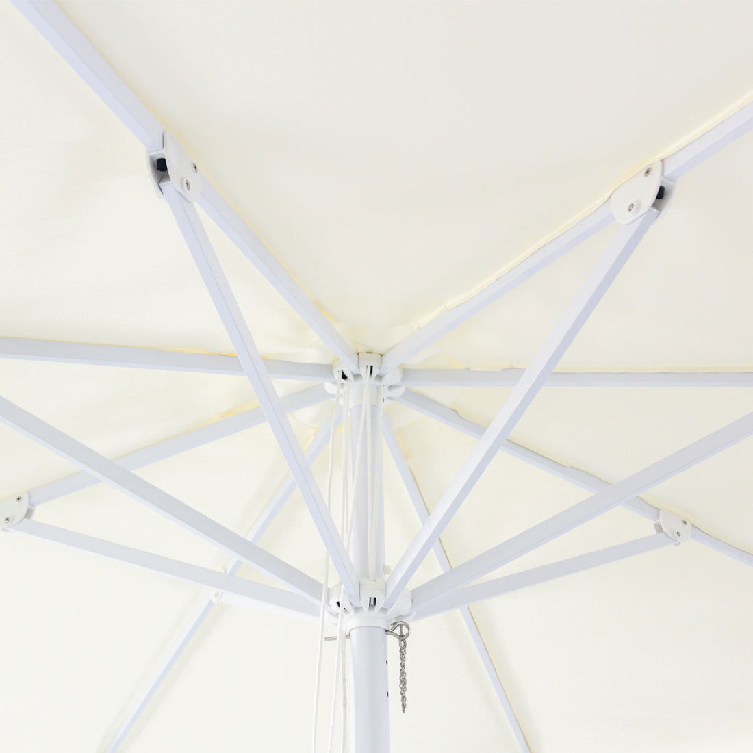 Whitehaven - 3m octagonal aluminium umbrella with flap and cover - Cream with white trim - Odie Home