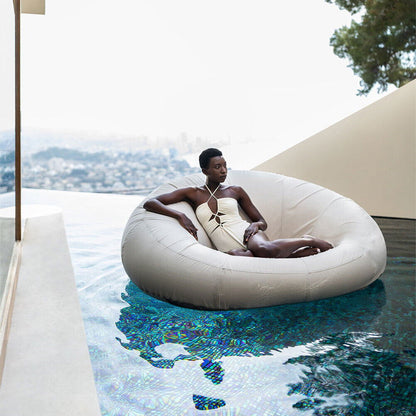 Inflatable Round Pool Lounger - Ecru