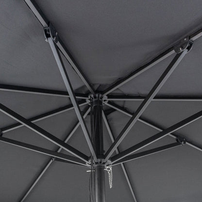 Midnight 3m octagonal aluminium umbrella with flap and cover - Black with white trim