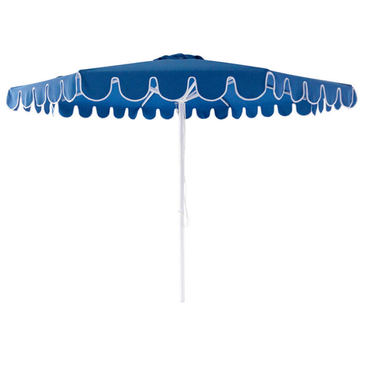 Nautical 3m octagonal aluminium umbrella with flap and cover - Navy with white trim