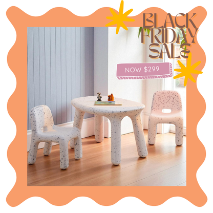 Odie Kids 3pc Table and Chair Set - Black Sprinkle