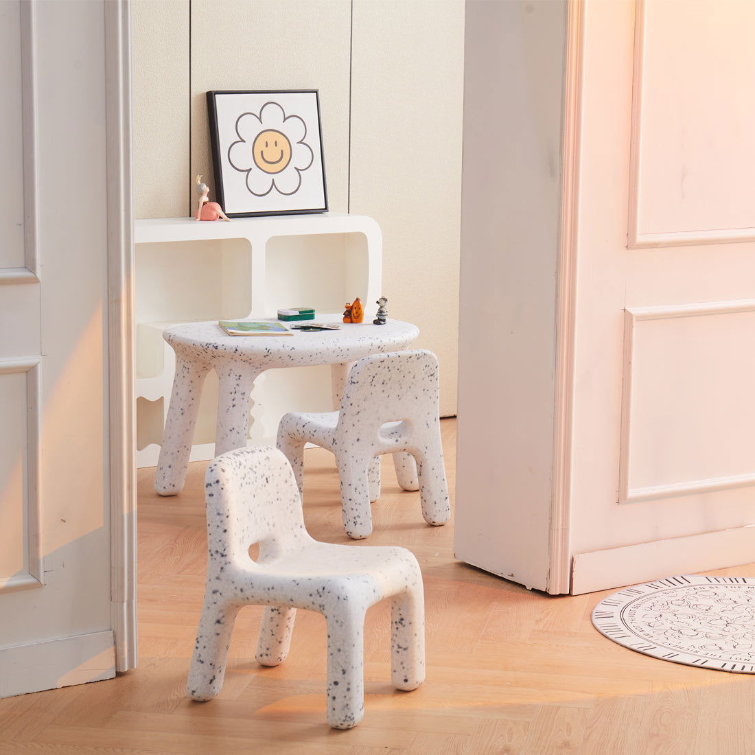 Odie Kids 3pc Table and Chair Set - Black Sprinkle - Odie Home