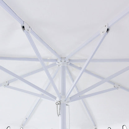 Palermo - 3m octagonal aluminium umbrella with flap and cover - White with black trim - Odie Home